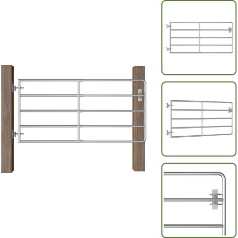 Cancello per animali - vidaXL Cancello da Giardino in Acciaio 5 Sbarre (95-170)x90 cm Argento - Cancello esterno