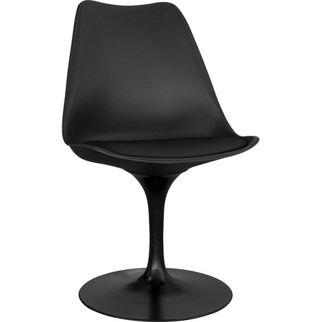 Privatefloor – Chaise pivotante noire Tulip – Siège en PP et pieds en acier – Confort optimal – Dimensions 45x48.5x80 cm (1/5)