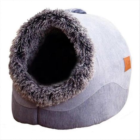 Grottes pour chats d'intérieur, niche douillette et chaude, design semi-fermé, cachette confortable pour chat, maison pour chien pour un confort optimal. (1/5)