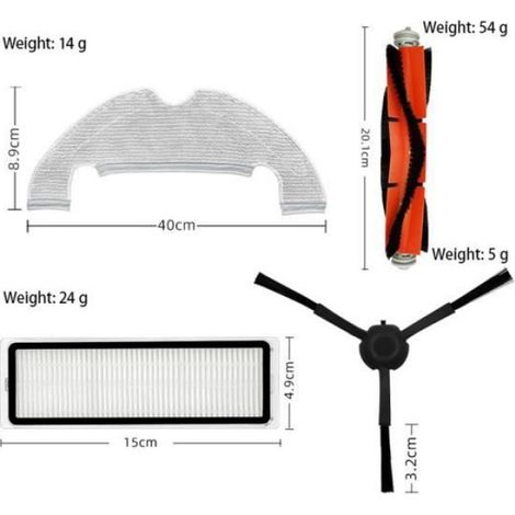 Accessoire Aspirateur - Brosse Latérale Principale + Chiffon de Vadrouille + Filtre HEPA + Sac à Poussière - Pour Robot Aspirateur D10 Plus - Lot de 4 Pièces (1/4)