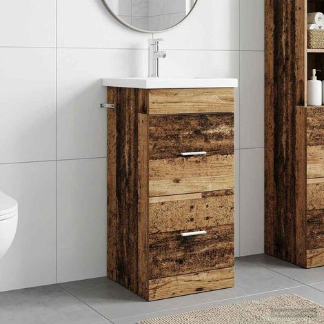 vidaXL Meuble de salle de bain avec évier Bois ancien (1/5)