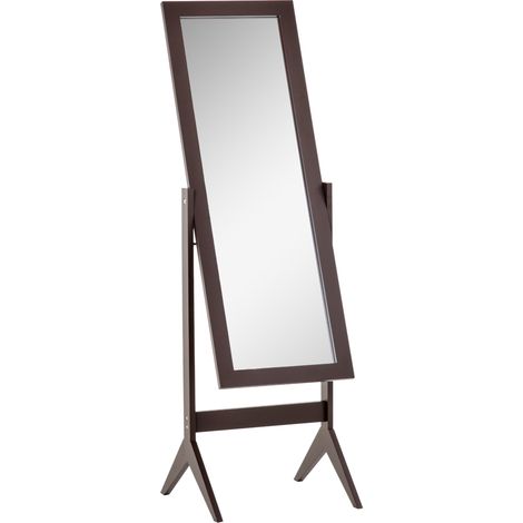 Miroir debout, de maquillage en pied avec pieds surélevés Easy Care MDF Coffee 47 x 46 x 148 cm pour chambre et couloir