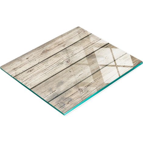 Pannello decorativo multifunzionale da cucina in vetro temperato e legno, 60x52 cm. (1/5)