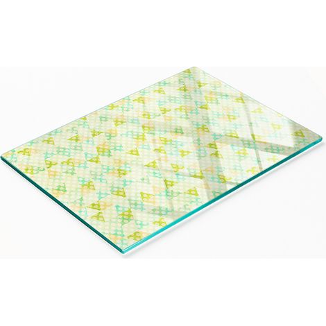 Tablero de vidrio elegante y duradero con estampado de formas geométricas, 80x52 cm. (1/5)