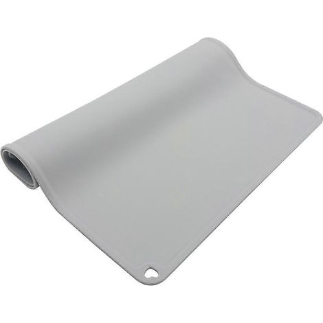 Tapis imperméable en silicone renforcé pour animaux de compagnie, anti-fuites de nourriture - Gris (1/5)