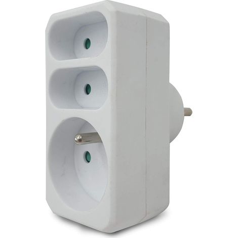 Multiprise 3 prises, avant, 16 A+2 x 6 A, blanche, Blanc (1/5)