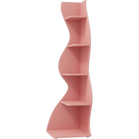 Étagère d'angle 5 niveaux en blanc et osier naturel, 180 x 60 x 35 cm (1/5)