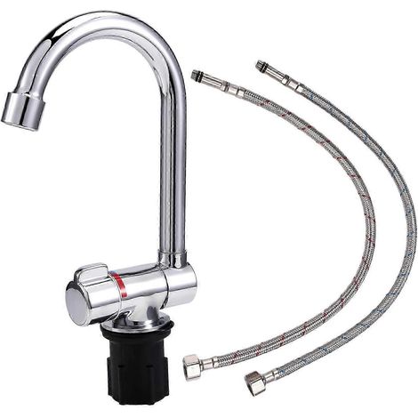 Robinet pliable pour camping-car, modèle universel, compatible avec voitures, fourgons aménagés et camping-cars, mitigeur eau chaude/eau froide pivotant à 360°, 12 (1/5)