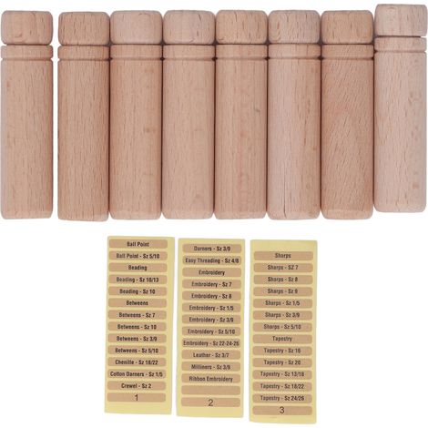 Étui à aiguilles en bois 8 pièces, anti-perte et portable, avec 3 autocollants pour la couture domestique (1/5)