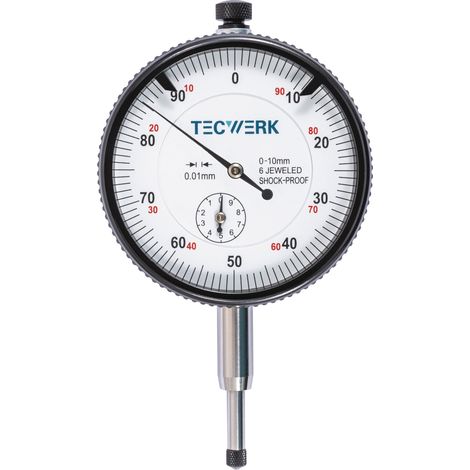 Comparador  DIN  878  10mm  lectura  0,01mm  con  protección  contra  impactos  TECWERK (1/4)