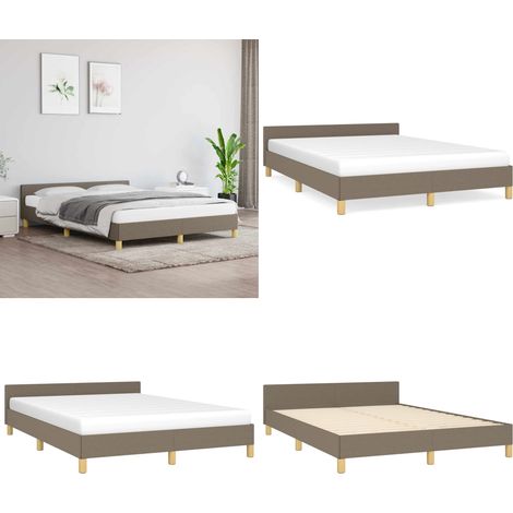 Bettgestell ohne Matratze Taupe 140x200 cm Stoff - Bettesrahmen - Doppelbett - Lattenrost - Kopfteil - Taubenfarbenes Bett - Home & Living (1/5)