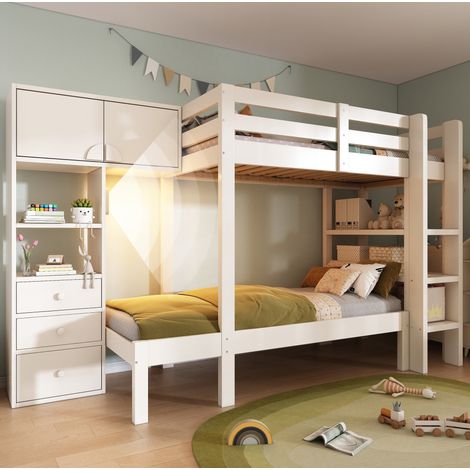 Cama litera 90x200 con almacenaje y escalera OKMYHOME (1/5)