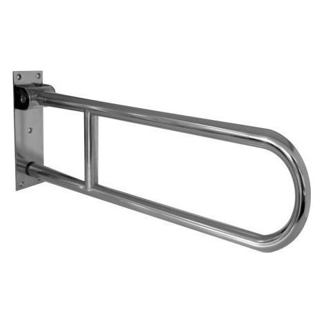 Barre d'appui relevable en inox 304 poli brillant - Ø32 x H 168 x L 750 mm - 5 points - chromée - Regiplast
