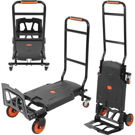 Rosvola Diable, chariot 2 en 1 pliable 4 roues - Charge 150 kg (1/5)