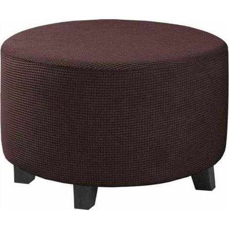Runder Ottomanenbezug, dehnbarer Jacquard-Poufbezug, Fußhockerbezug, Möbelschutz, Hockerbezug mit rutschfestem Gummizug an der Unterseite, KLEIN (1/4)