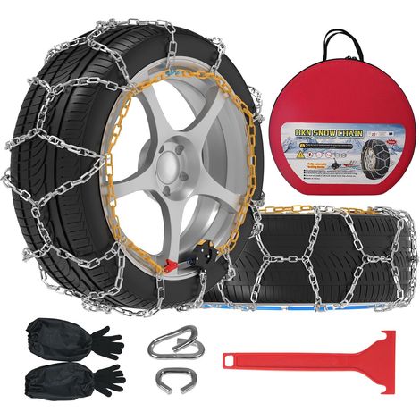 Chaine Neige Automatiques, 2 pièces x 12 mm, Installation Rapide en 1 Minute des Chaînes à Neige Avec Tendeur Automatique Pour Voiture (taille 110)