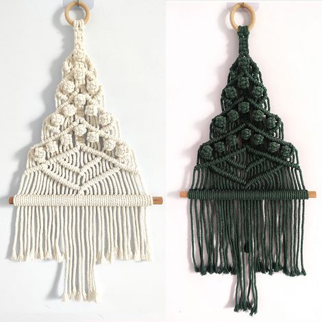2 pièces arbre de noël à la main coton corde tissé tentures cadeaux de noël bricolage bohème nordique tapisserie tissage YMYNY (1/5)