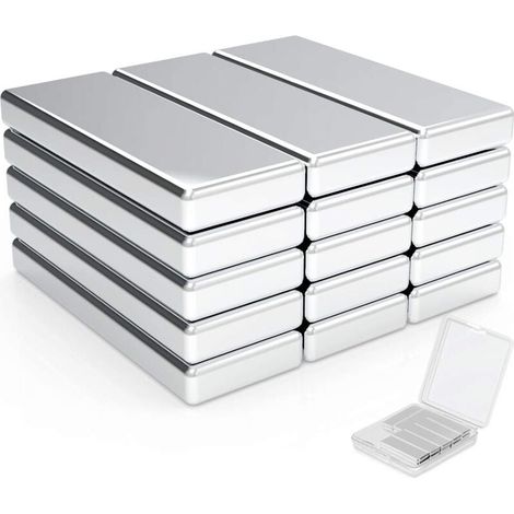 Aimants de Terre Rare, 25PCS Aimants rectangle aimants en néodyme rectangulaires, réfrigérateur, sous-sol bâtiment- 30X10X3mm (1/4)