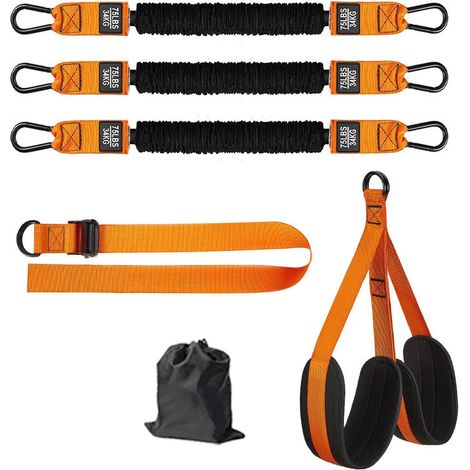 Cuerda de dominadas de 102 kg (225 lbs), color amarillo, para entrenamiento en casa y al aire libre. (1/4)