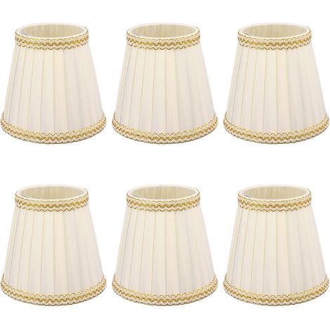 Lot de 6 petits abat-jour à clipser en tissu pour lustres et ampoules de bougies. Accessoires d'éclairage (1/4)