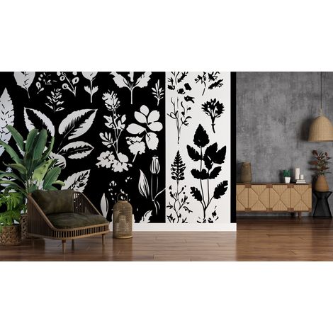 Papier peint nature - herbiers et fleurs sauvages sombres - 150 x 250 cm (1/2)