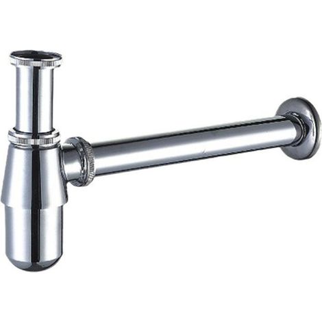 Chrome Bathroom Sink Drain (1 1/4" x ø 32 mm, 360 mm), Round Brass Bottle Trap (1/5)