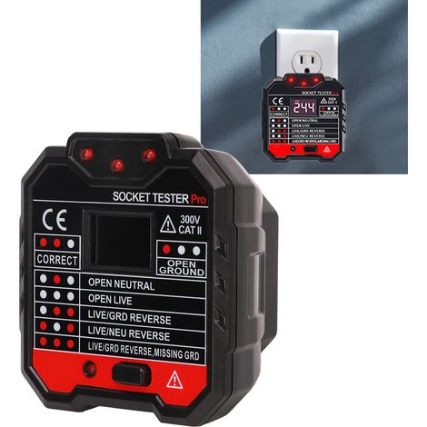 Détecteur de prise, détecteur de phase, testeur de polarité électrique HT106D, norme européenne 48250 V (1/5)