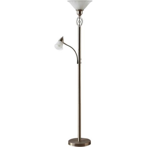 [GEBRAUCHT] B-Ware Lucande Stehlampe Bodenlampe Dunja Leselampe Nickel Matt Weiß Alabaster Glas