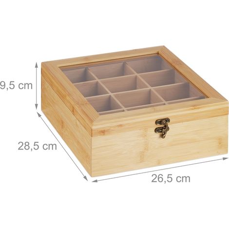 Scatola organizzatrice per bustine di tè 12 scomparti pratica cucina conservazione in bambù naturale 130014338