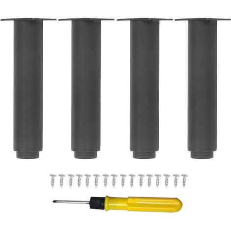 Höhenverstellbare Ersatzfüße für Betten, 4 Stück, aus rutschfestem Stahl, für Metallschränke, Sofas, Schreibtische, Tische und Kommoden (1/5)