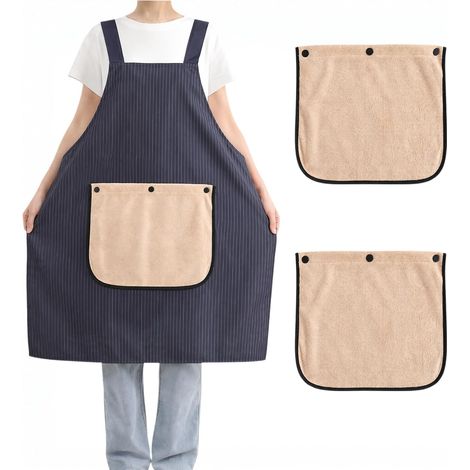 Tablier Cuisine Étanche Bleu Marine avec 2 Serviettes Détachables (1/5)