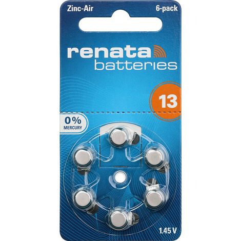 Renata Knopfzelle ZA13 1.4 V 6 St. 305 mAh Zink-Luft Hearing Aid PR48 (1/3)