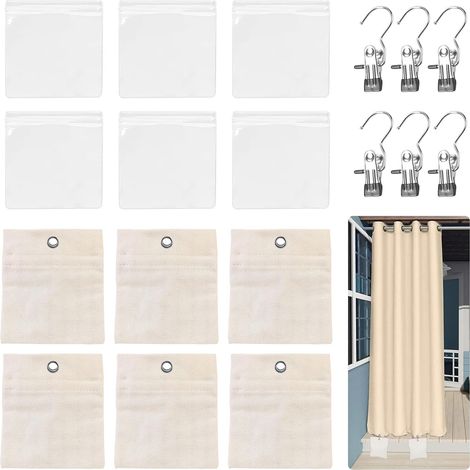 Lot de 6 Sacs de Lestage pour Rideaux Extérieurs, Sacs de Sable Portable avec Clips Métalliques, Convient pour Fixer des Rideaux Extérieurs, Nappe, Tentes (1/5)