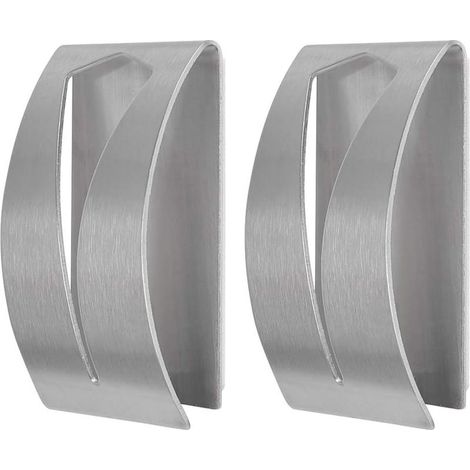 Porte-serviettes autocollant, patère, tenture murale de salle de bain en acier inoxydable, aucun perçage requis (lot de 2, argent) (1/5)