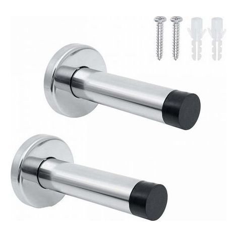 Stainless steel interior door stops (set of 2), soundproof wall-mounted door stops. (1/5)
