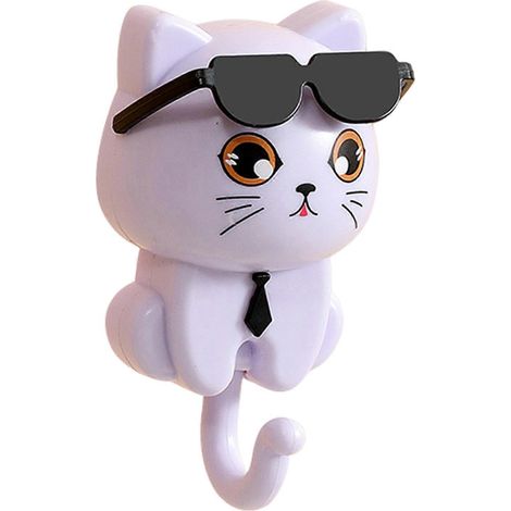 Selbstklebender Wandhaken mit Cartoon-Katze – kein Bohren erforderlich – für Schlüssel & Sonnenbrille (1/5)