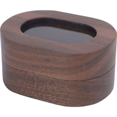 Boîte à bague ovale en bois rouge vin, fermeture magnétique, double fente. Idéale pour fiançailles, demande en mariage ou autre occasion spéciale. (1/5)