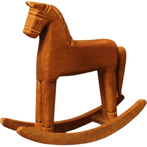 Cheval à Bascule - Décoration en Bois - Objet Vintage pour Intérieur - Bureau Étagère Salon Chambre - 18,5 x 6 x 18 cm - 1 Pièce (1/5)