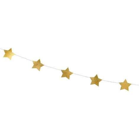 Guirlande décorative étoiles dorées - 1 pièce - Papier cartonné - Suspension festive élégante - Intérieur Noël fête - 3,60 m (1/5)