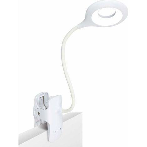LED Lampe de Lecture,3 réglages différents Eye Protect lampe à pince Pour Livre,Lampe de lecture rechargeable USB,Lampe de bureau à pince à commande tactile (1/5)