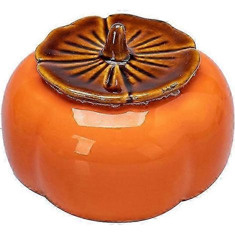 Pot à épices en forme de kaki, récipient à épices en céramique avec couvercle, idéal pour la cuisine. (1/5)