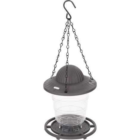 Distributeur De Nourriture Pour Oiseaux - Bac En Plastique Transparent Avec Toit Amovible - Pour Jardin Extérieur Ou Cour - 1 Pièce (1/4)