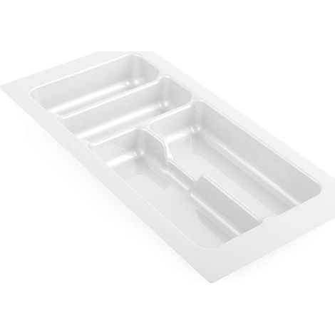 Cyclingcolors – Range couverts pour tiroir en plastique redécoupable – Organiseur 4 compartiments 235 x 490 mm – Rangement cuisine blanc