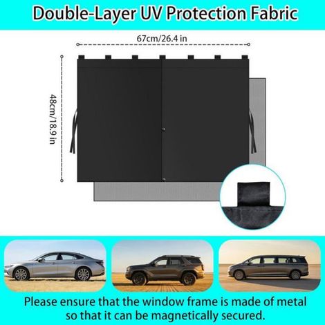 Pare Soleil Voiture Bébé, Lot De 2 Rideau Magnétique Double Couche Protection Uv, Pare-Soleil Fenêtre Latérale Réglable Pour Enfan (1/5)