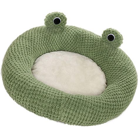 Lit pour Animal de Compagnie, Lit Rond pour Chat en Forme de Grenouille Verte avec Fond Imperméable et, pour Chien - MMCD-ZGL-05502 (1/5)