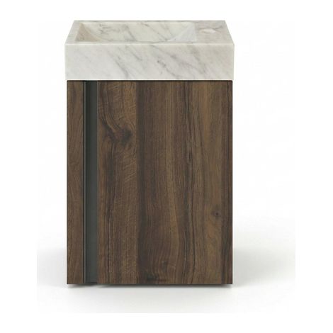 Saniclass Chaci ensemble lave-mains - 40x65cm - 1 porte - 1 trou de robinet - droit - lave-mains pierre naturelle marbre - noyer