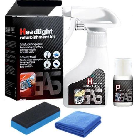 Kit de rénovation de phares automobiles 180 ml : nettoyant et polissage pour phares avec agent de revêtement et outil de nettoyage anti-rayures (1/4)