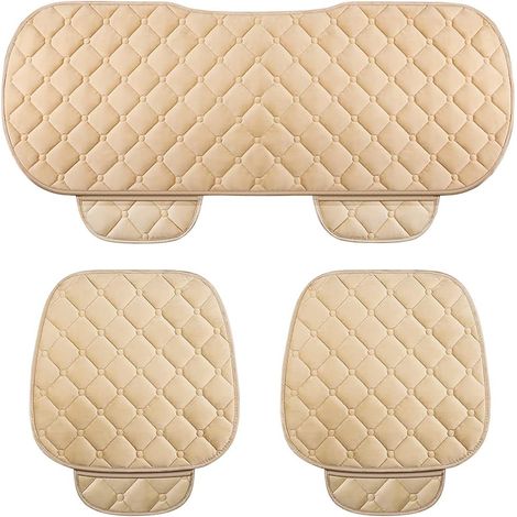 Coussin Siège Voiture en Peluche, Protection Antidérapante, Doux,Beige (1/5)