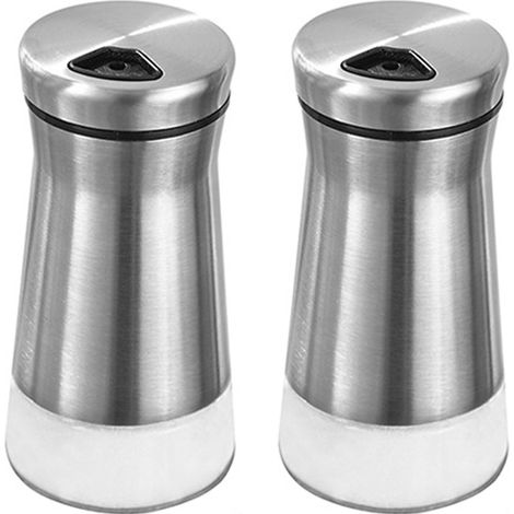 Moulin à Sel et à Poivre - Distributeur d'Épices avec Orifices Réglables - Verre et Acier Inoxydable - Lot de 2 (1/5)