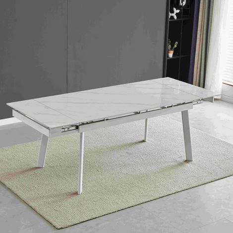 Ausziehbarer Tisch weiß 160x90x76 cm (1/4)
